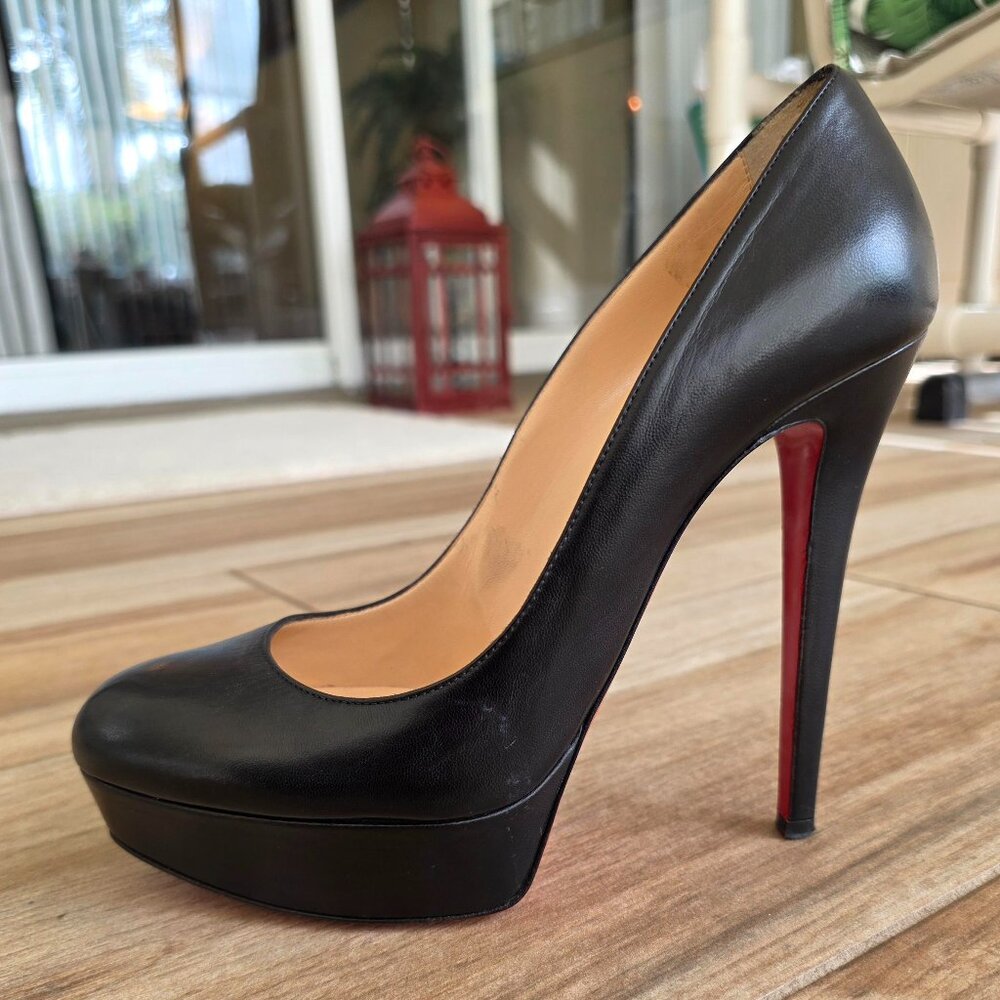 Christian Louboutin Bianca 140 KID Black Leather Platform Pumps Eur. 38.5